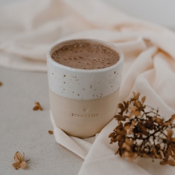 Eulenschnitt Becher "Schwester" aus Steingut